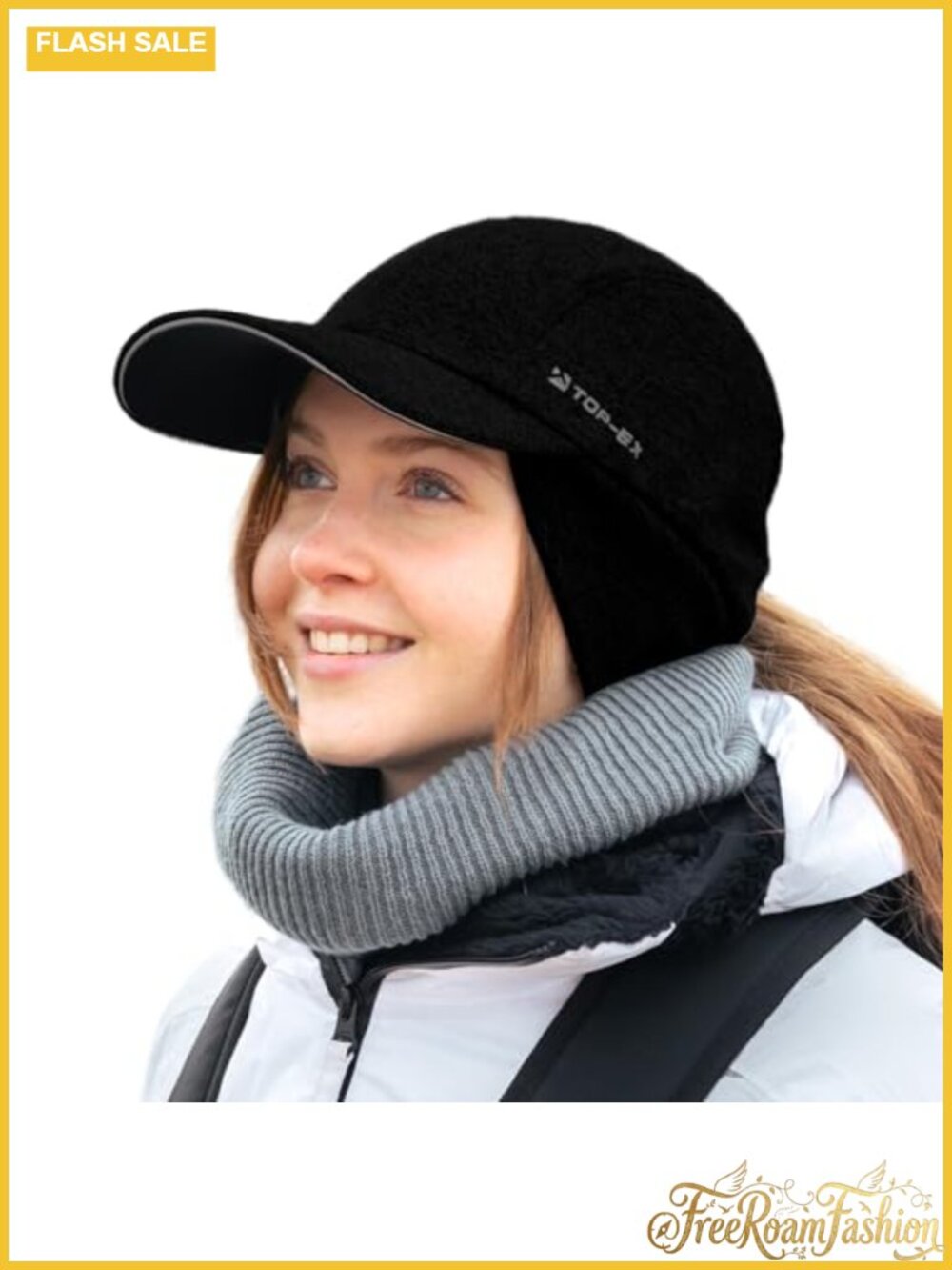 Water-Repellent Winter Ponytail Baseball Cap Fleece Ear Flaps